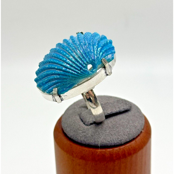 Abalone Shell Natural Gemstone .925 Stone Ring Sz 11.5 -7.55 GR - Picture 2 of 5